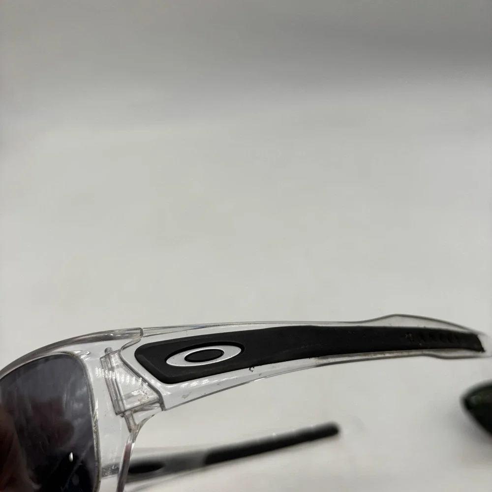 Oakley Turbine Rotor Clear Sunglasses Broken Hinge And Missing Nose Pads